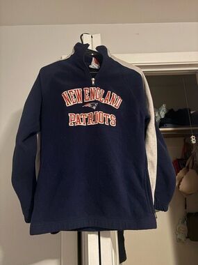 New England Patriots Navy Quarter-Zip Pullover Sweater